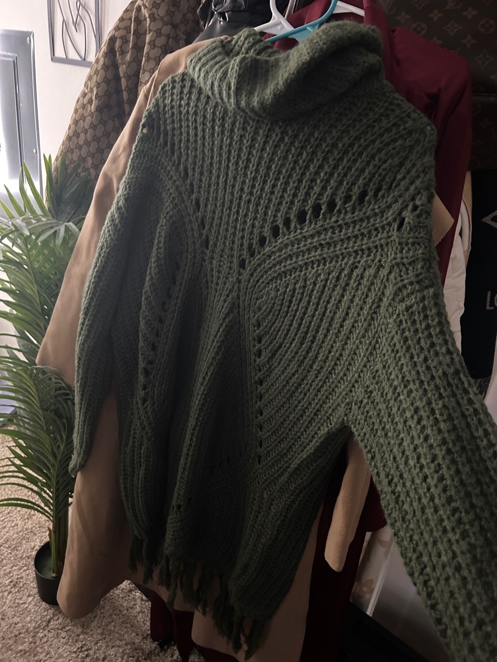 Fashion Nova Olive Green Cable Knit Turtleneck Sweater